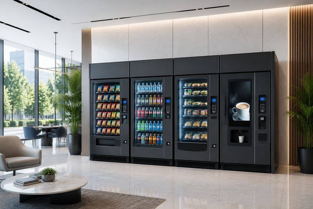 Priority Vending Services machines in modern office lobby